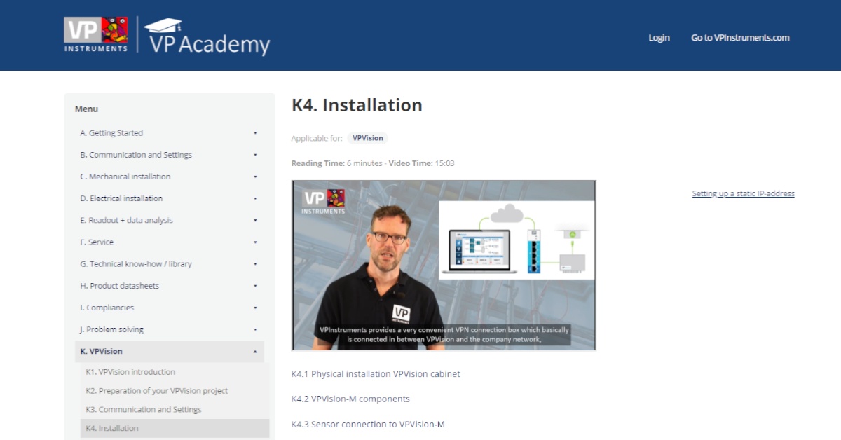 VPVision energy monitoring system in VP Academy online training platform